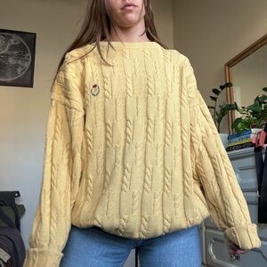 Chaps Soft Yellow Cable Knit Sweater